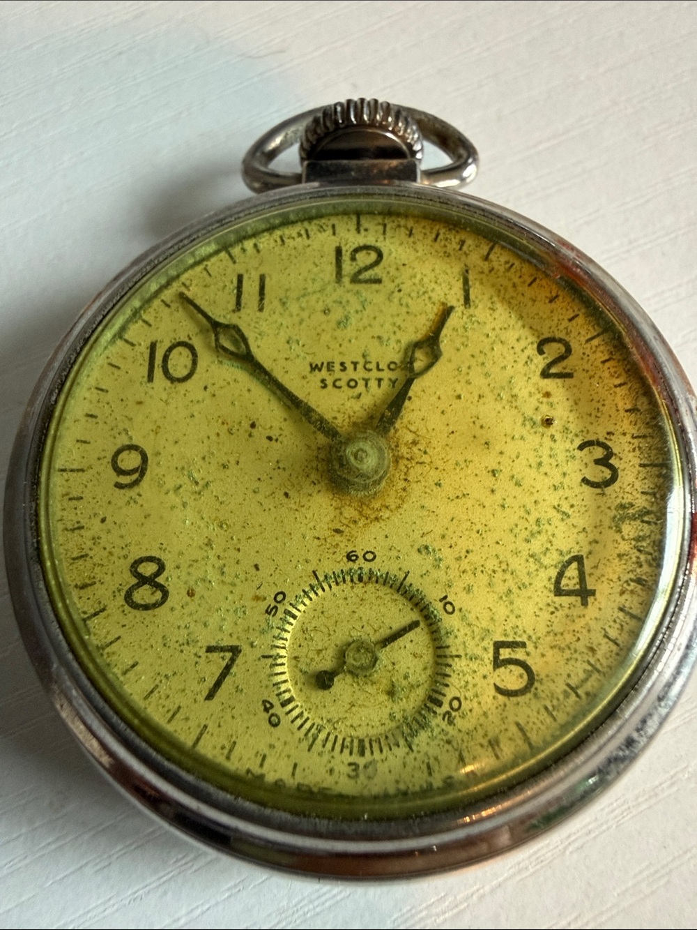 Westclox Vintage Pocket Watch with Green Dial - Picture 2 of 6
